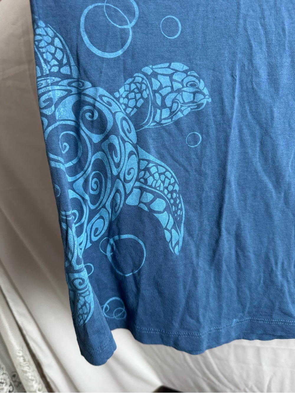 Blue Turtle-Print Long Sleeve Tee